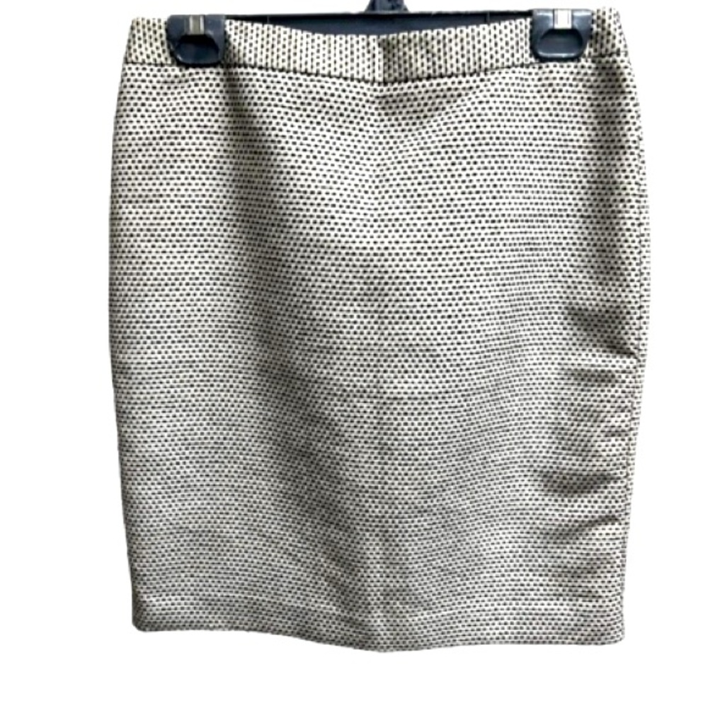 LOFT Womens Size 4 Black And White Micro Dot Mini Length Pencil Skirt